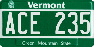 VT license plate ACE235