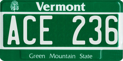 VT license plate ACE236