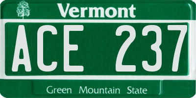 VT license plate ACE237