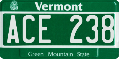 VT license plate ACE238