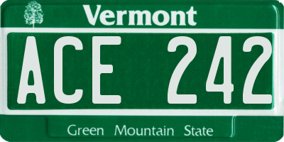 VT license plate ACE242