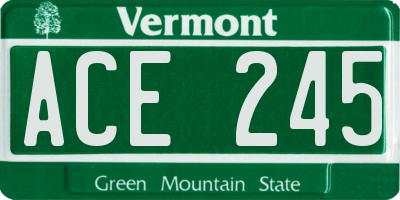 VT license plate ACE245