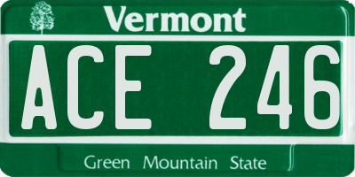 VT license plate ACE246