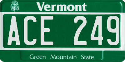 VT license plate ACE249