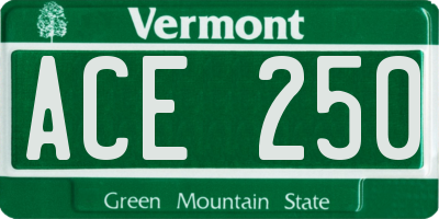 VT license plate ACE250