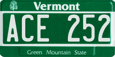 VT license plate ACE252