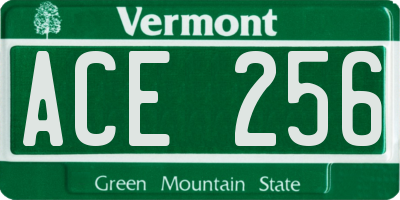 VT license plate ACE256