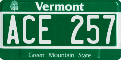 VT license plate ACE257