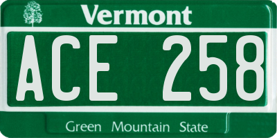 VT license plate ACE258