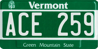 VT license plate ACE259