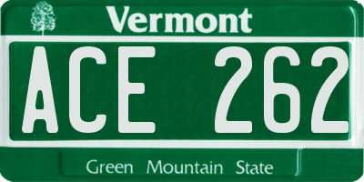 VT license plate ACE262