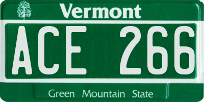 VT license plate ACE266