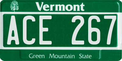 VT license plate ACE267