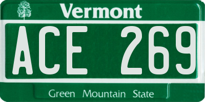 VT license plate ACE269