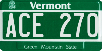 VT license plate ACE270