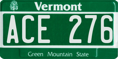 VT license plate ACE276