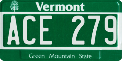 VT license plate ACE279