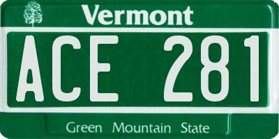 VT license plate ACE281