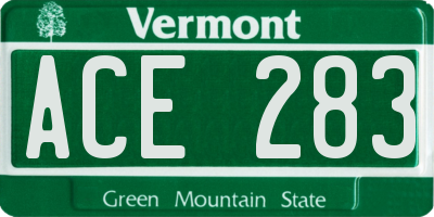 VT license plate ACE283