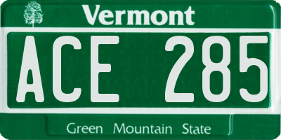 VT license plate ACE285