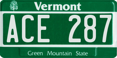 VT license plate ACE287