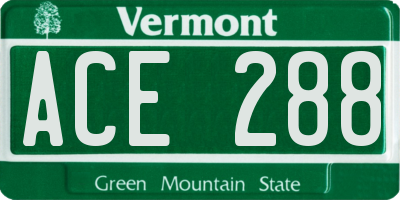 VT license plate ACE288