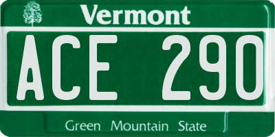 VT license plate ACE290