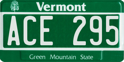 VT license plate ACE295