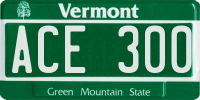 VT license plate ACE300