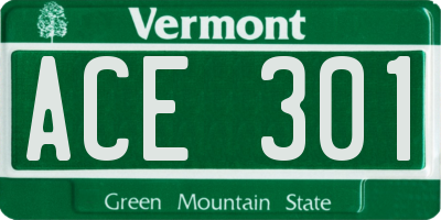 VT license plate ACE301