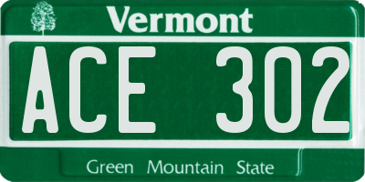 VT license plate ACE302