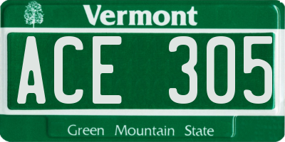 VT license plate ACE305