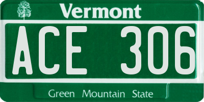 VT license plate ACE306