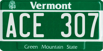 VT license plate ACE307