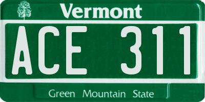 VT license plate ACE311