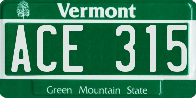 VT license plate ACE315