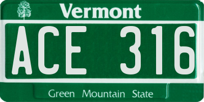 VT license plate ACE316