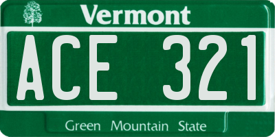 VT license plate ACE321