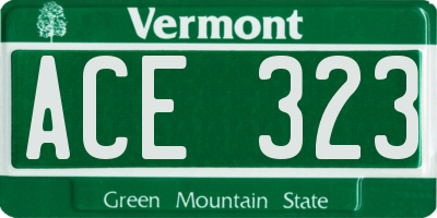 VT license plate ACE323