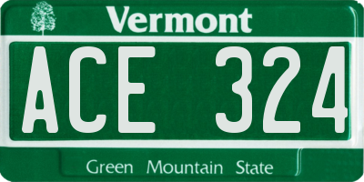 VT license plate ACE324