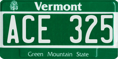 VT license plate ACE325