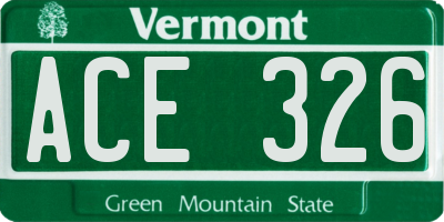 VT license plate ACE326