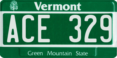 VT license plate ACE329