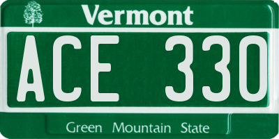 VT license plate ACE330