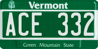 VT license plate ACE332