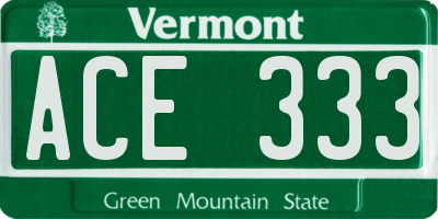 VT license plate ACE333