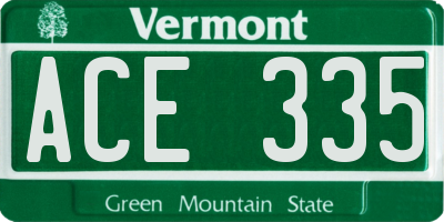 VT license plate ACE335