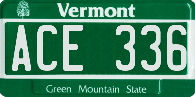 VT license plate ACE336