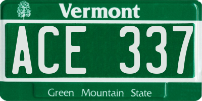 VT license plate ACE337