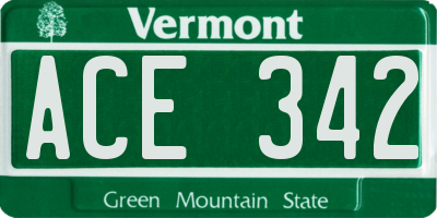 VT license plate ACE342